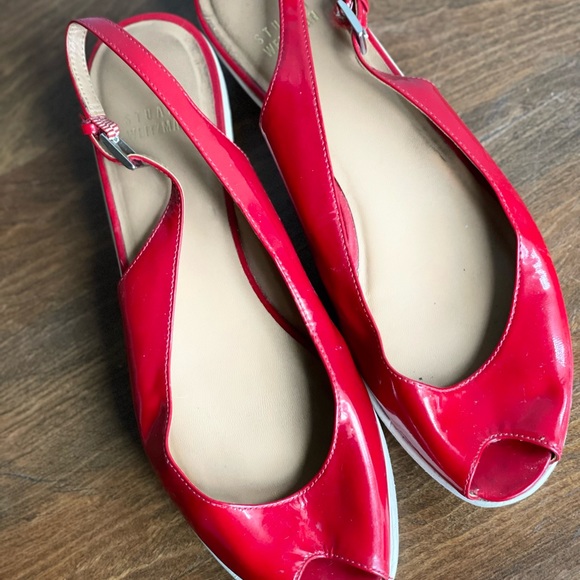 Stuart Weitzman Red Patent Leather Shoes, Platform Shoes, Gift for Her, - Picture 4 of 8
